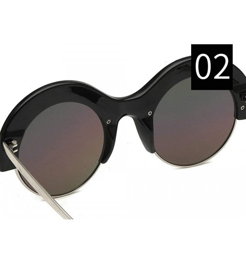 Round Sunglasses Fashion Exaggerated Personality Glasses - Silver - C518XWYKCR3 $10.84