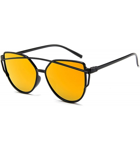 Square Fashion Cat Eye Mirrored Flat Lenses Sunglasses For Women - Black-red - CA18SXE882X $23.82