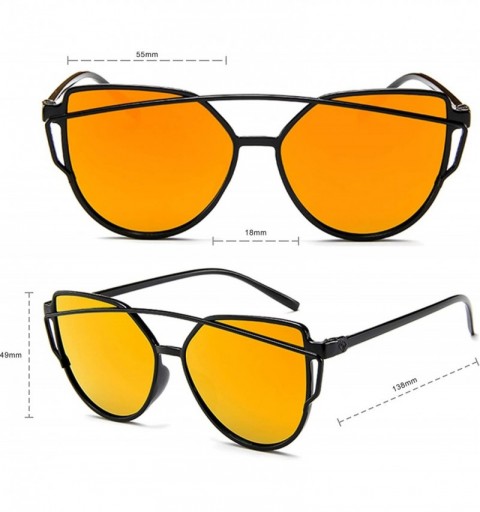 Square Fashion Cat Eye Mirrored Flat Lenses Sunglasses For Women - Black-red - CA18SXE882X $7.94