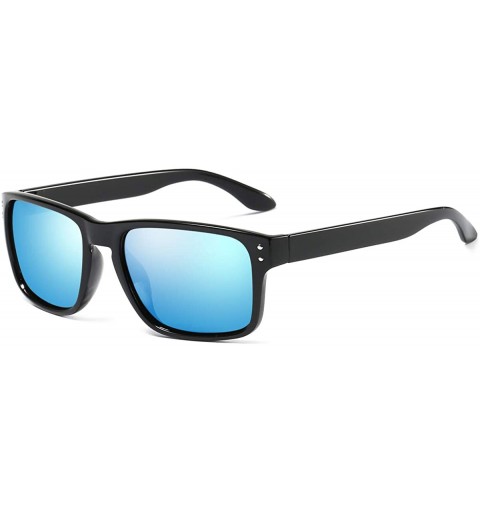 Sport Polarized Sports Sunglasses for Men/Women Shades Square Driving Cycling Sun glasses - Blue - CV18IA5HX5N $17.61