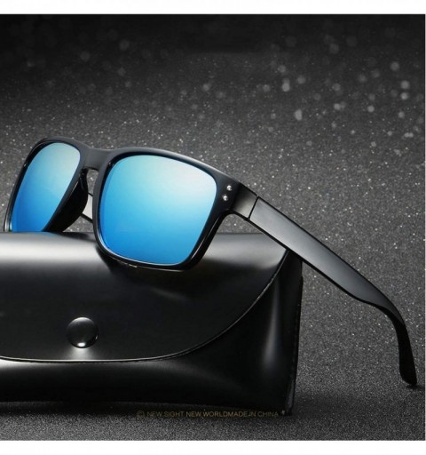 Sport Polarized Sports Sunglasses for Men/Women Shades Square Driving Cycling Sun glasses - Blue - CV18IA5HX5N $17.61