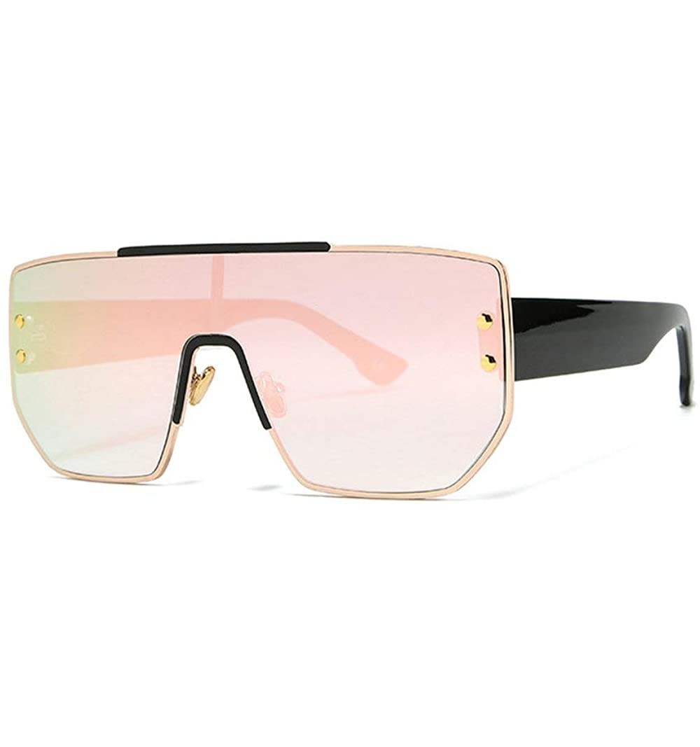 Square 2019 new fashion one lens unisex retro box brand designer big box windproof sunglasses UV400 - Pink - C018THWORDA $13.12