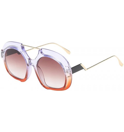 Oversized UV Protection Eyewear Round Vintage Eyeglasses Shades Oversized Designer Sunglasses for Women - B - CL18U8XWY0N $9.55