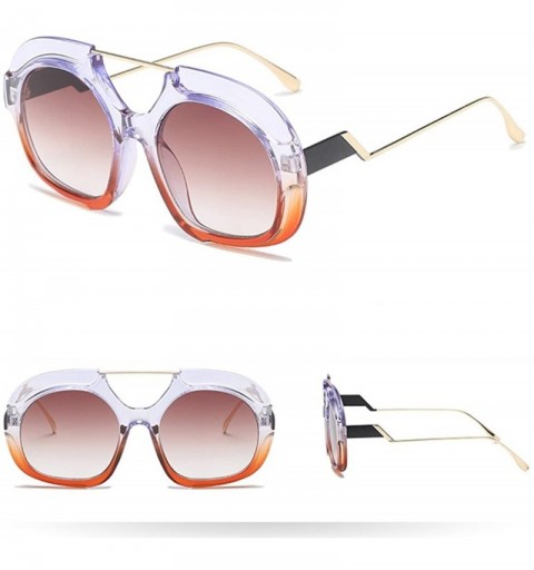 Oversized UV Protection Eyewear Round Vintage Eyeglasses Shades Oversized Designer Sunglasses for Women - B - CL18U8XWY0N $9.55