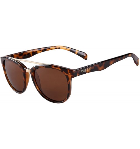 Wayfarer Men's Women Polarized Sunglasses Retro Fashion 80s UV Protection Sun Glasses - Leopard & Brown a - C518EX6XL60 $25.31