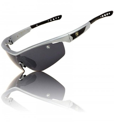 Rimless Full Throttle Lightweight Rimless Geometric Curved One Piece Shield Lens Sports Sunglasses - Black Grey - C4199IKD2L4...