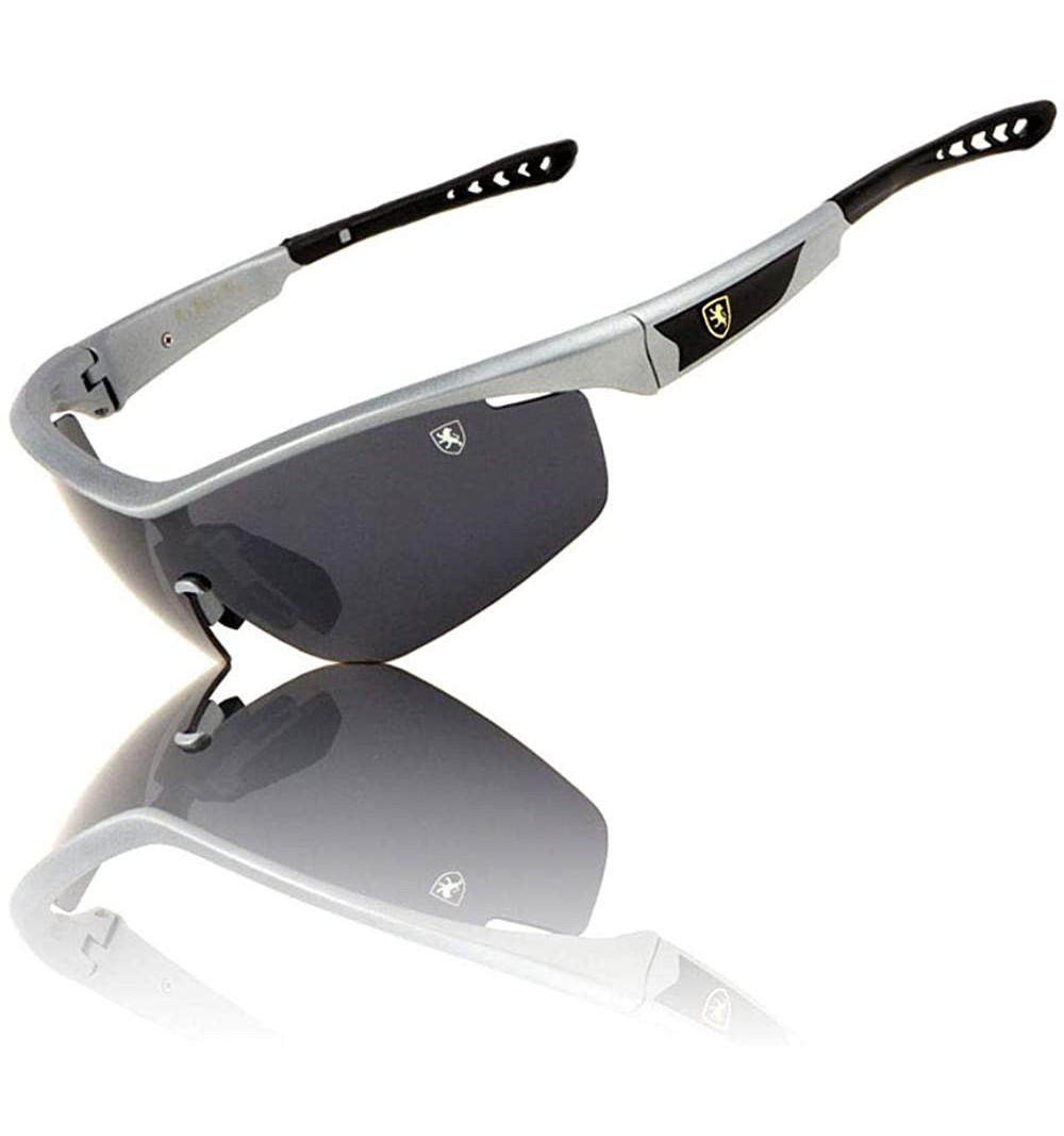 Rimless Full Throttle Lightweight Rimless Geometric Curved One Piece Shield Lens Sports Sunglasses - Black Grey - C4199IKD2L4...