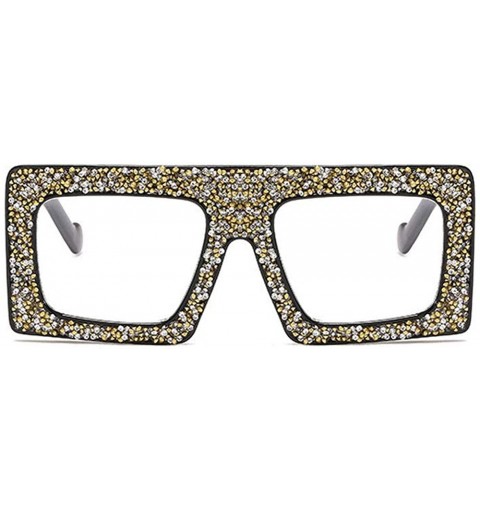 Square Vintage Sunglasses Designer Diamond Gradient - Black&clear - CB18SICMRZ2 $16.34