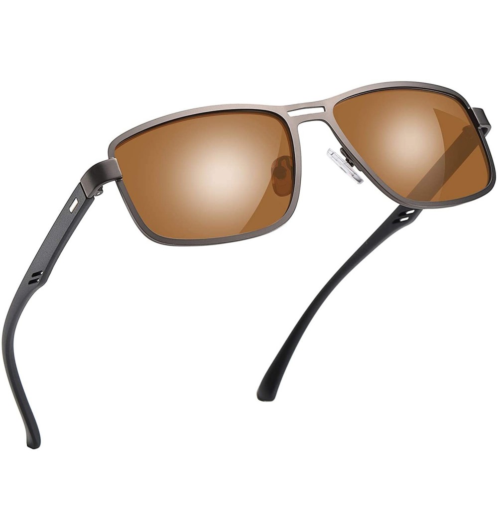 Rectangular Rectangular Polarized Sunglasses for Men-100% UV400 Protection Mens Sunglasses Alloy Frame - CG18Z90XLIO $8.61