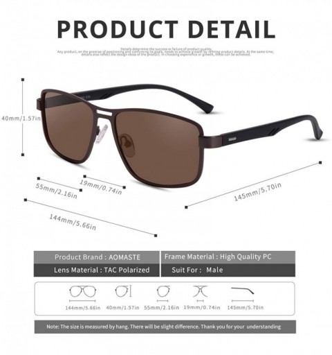 Rectangular Rectangular Polarized Sunglasses for Men-100% UV400 Protection Mens Sunglasses Alloy Frame - CG18Z90XLIO $8.61