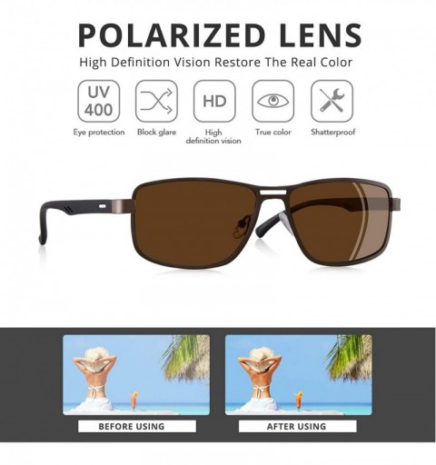 Rectangular Rectangular Polarized Sunglasses for Men-100% UV400 Protection Mens Sunglasses Alloy Frame - CG18Z90XLIO $8.61