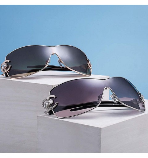 Shield Rimless Shield Warp Sunglasses Flat top sunglasses for Men Women - 2 - C7198R4ZSH9 $19.88