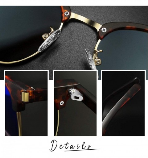 Sport Semi Rimless Polarized Sunglasses Women Men Retro Brand Sun Glasses - Retro Leopard/Blue - CR18QH97RS5 $10.81