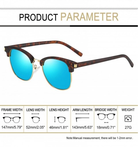 Sport Semi Rimless Polarized Sunglasses Women Men Retro Brand Sun Glasses - Retro Leopard/Blue - CR18QH97RS5 $10.81