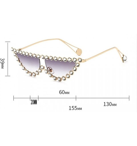 Cat Eye New fashion metal diamond luxury cat unisex sunglasses - Yellow - CV18H50TUL0 $10.78