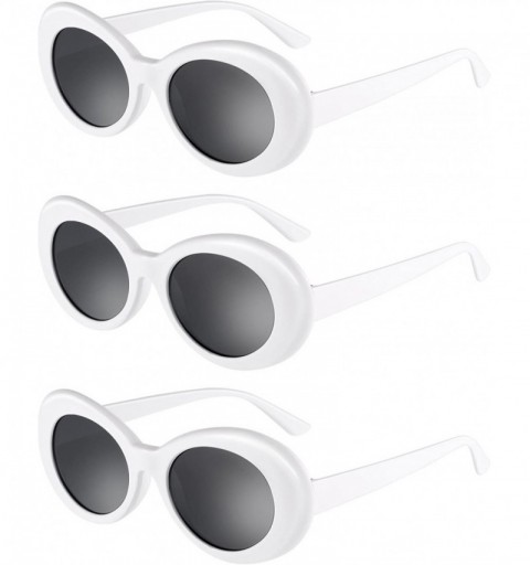 Oval Clout Oval Goggles Thick Frame Kurt Cobain Round Mod Retro Sunglasses Women Men Girl Boy (12 White) - CO18ME8H895 $22.56