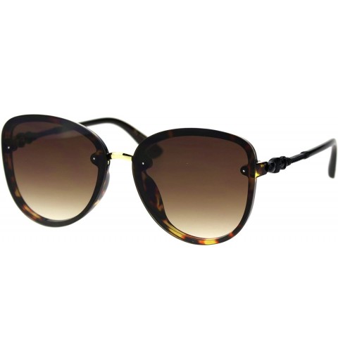 Butterfly Womens Exposed Lens Edge Chic Butterfly Diva Sunglasses - Tortoise Brown - CB18SXRE28N $11.09