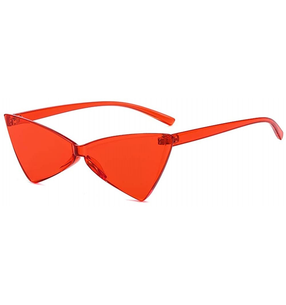 Butterfly Butterfly Shaped Sunglasses Women Cat Eye Triangle Female Sun Glasses Retro Gift - Clear Red - C718LR3G9NZ $7.03