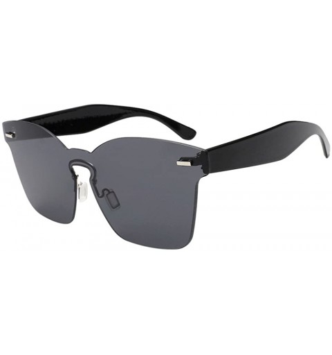 Semi-rimless Fashion Polarized Sunglasses For Women - REYO Unisex Chic Shades Acetate Frame UV Glasses Sunglasses - Black - C...