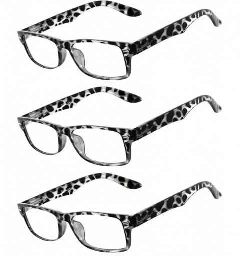 Rectangular Set of 3 Pairs Fashion Narrow Rectangular Colorful Frame Clear Lens Sunglasses - 3_pairs_leopard - CU1825Q2287 $1...