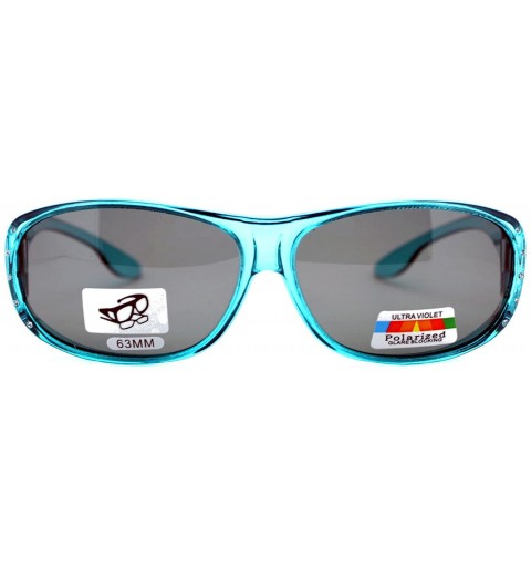 Oval Womens Polarized Fit Over Glasses Rhinestone Sunglasses Oval Rectangular - Teal - CP18803YRUD $13.68