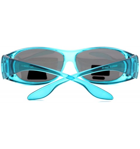 Oval Womens Polarized Fit Over Glasses Rhinestone Sunglasses Oval Rectangular - Teal - CP18803YRUD $13.68
