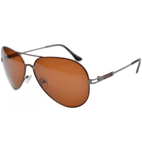 Sport Stainless Steel Frame Pilot Polarized Sunglasses Men Women - Brown - CI11P2OOI4F $18.11