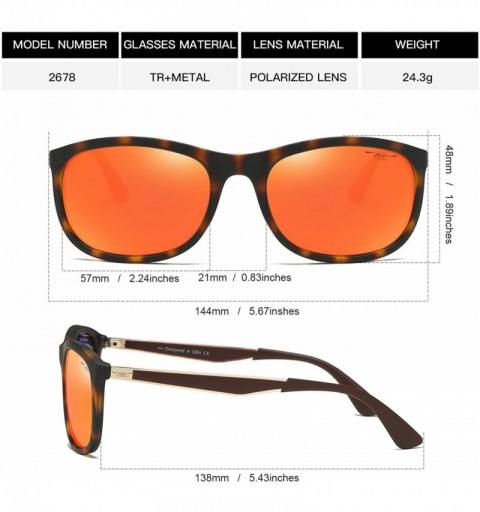 Rectangular Polarized Sports Sunglasses TR90 Frame UV Protection for Men and Women Driving Baseball Running 2678 - Orange - C...