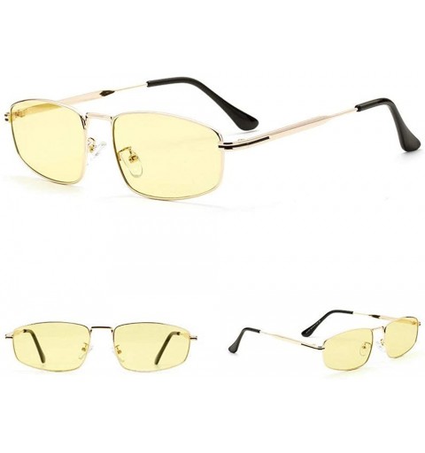 Square 2020 New Fashion Metal Square Retro Lady Ultralight Candy Color Punk Fashion Sunglasses UV400 - Yellow - CY19386GT5K $...