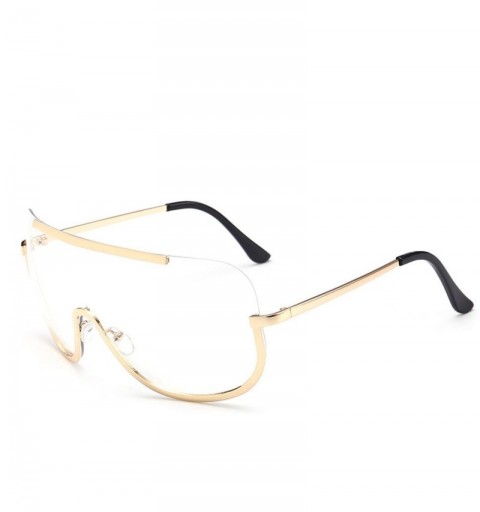 Oversized Fashion Oversized Sunglasses for Women - Mirrored Flat Lenses Aviator Sunglasses - Clear - CS189KMKER8 $7.83