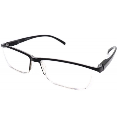 Rectangular Super Lightweight Reading Glasses Free Pouch HalfRim - Z1 Shiny Black - C418TS7EZW3 $18.29