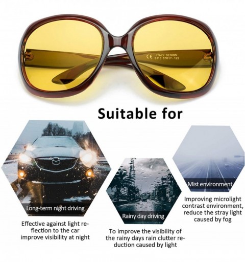 Aviator Aviator Night-Driving Anti-Glare Glasses - HD Night-Vision Polarized Yellow Glasses for Driving/Rainy/Cloudy - CE18Y6...