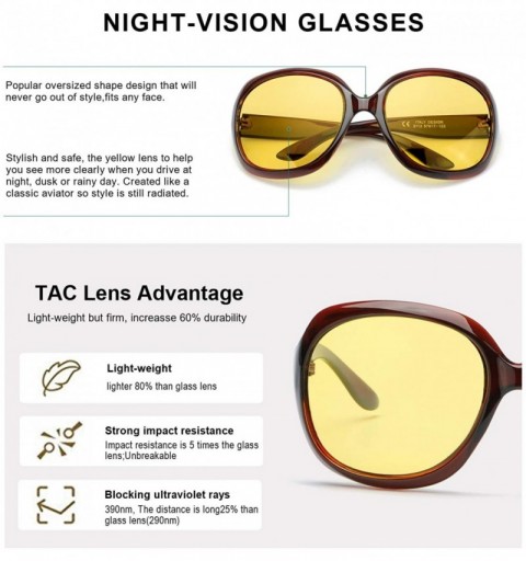 Aviator Aviator Night-Driving Anti-Glare Glasses - HD Night-Vision Polarized Yellow Glasses for Driving/Rainy/Cloudy - CE18Y6...