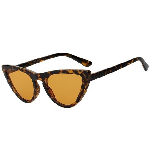 Sport Women Fashion Cateye UV400 Glasses Retro Vintage Sport Sunglasses Eeywear - Leopard Yellow - CG18C74TCA4 $12.15