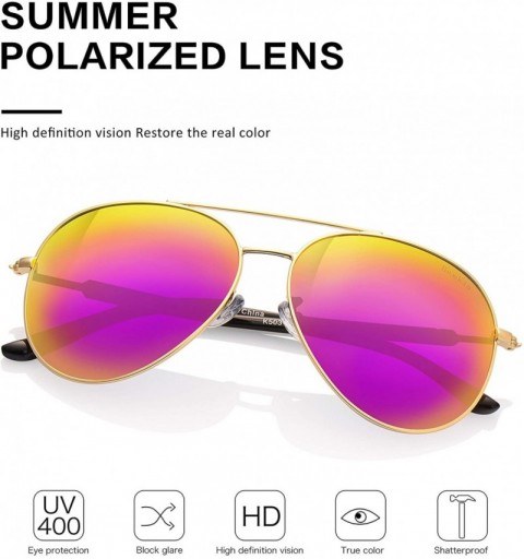 Aviator Sunglasses Men Women Aviator-Polarized 60mm Len Shades Metal Frame UV400 - Rose Red12 - C418E4TS979 $15.92