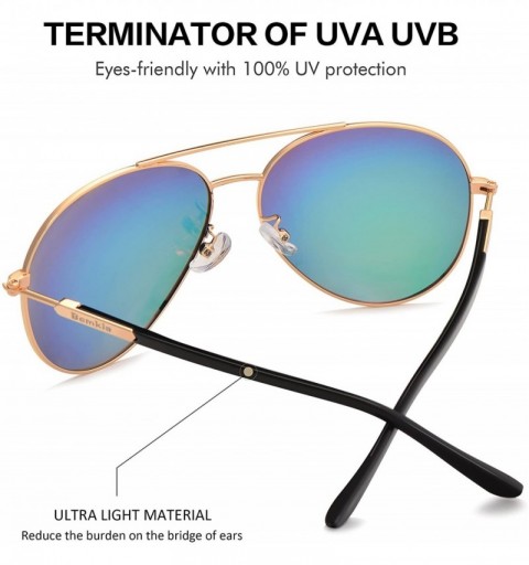 Aviator Sunglasses Men Women Aviator-Polarized 60mm Len Shades Metal Frame UV400 - Rose Red12 - C418E4TS979 $15.92