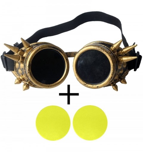 Goggle Spiked Steampunk Retro Goggles Rave Vintage Glasses Cosplay Halloween - Frame+yellow Lenses - CN18HACUSUL $8.69