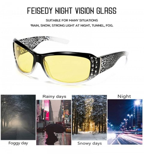 Wrap Women Yellow Sunglasses Wrap Around Anti Glare Driving Night Glasses B2547 - Black-transparent - CX192ZWLKZ5 $19.35