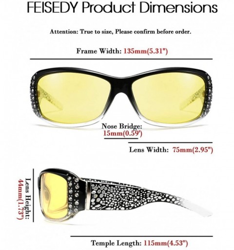 Wrap Women Yellow Sunglasses Wrap Around Anti Glare Driving Night Glasses B2547 - Black-transparent - CX192ZWLKZ5 $19.35