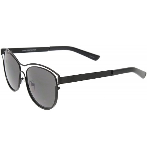 Wayfarer Modern Open Metal Brow Square Lens Horn Rimmed Sunglasses 57mm - Black / Smoke - CO12KCNNPPN $8.18