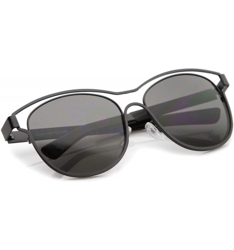 Wayfarer Modern Open Metal Brow Square Lens Horn Rimmed Sunglasses 57mm - Black / Smoke - CO12KCNNPPN $8.18