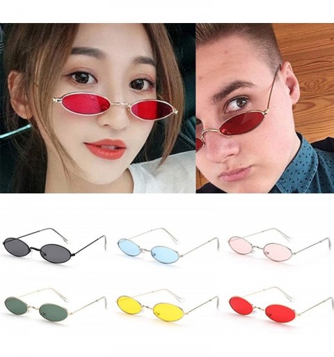 Oval Vintage Oval Sunglasses Small Metal Frame Retro Eyewear Candy Colors Summer Eye Glasses - Gold & Green - CB1999C0YKR $11.62
