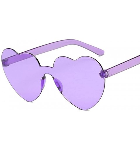 Rimless Sunglasses Women Transparent Plastic Glasses Style Sun Glasses Female Clear Candy Color Lady Love Heart Lens - C6190S...