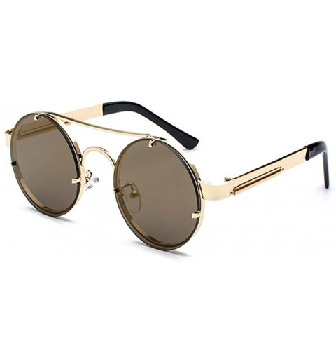 Round Unisex Fashion Sunglasses for Driving-Travel Outdoor Activites UV400 Eyewear - C3-gold Frame Tea Lens - C518X54ZMOH $22.73