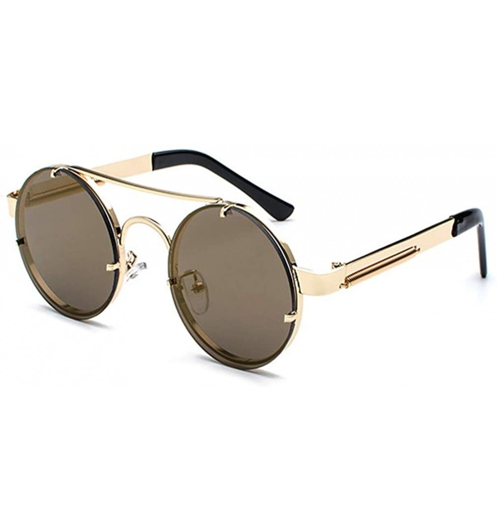 Round Unisex Fashion Sunglasses for Driving-Travel Outdoor Activites UV400 Eyewear - C3-gold Frame Tea Lens - C518X54ZMOH $22.73