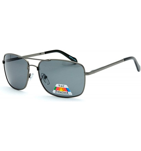 Square Classic Fashion Rectangular Flat Top Aviator Polarized Lens Sunglasses - Grey - C218YXA8652 $24.54