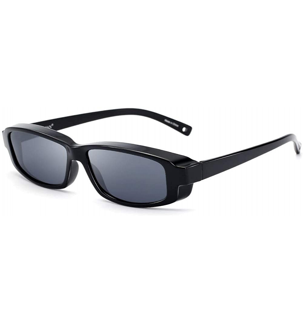 Oversized Polarized Fits Over Glasses Sunglasses for Men Women Extra Small Size - Black Frame With Grey Lens - C518QRSKTGX $1...
