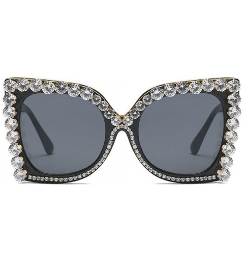 Square Oversized Square High Point Sunglasses Womens Lady Luxury Diamond Party Sun Glasses - Black - CX18CTD9743 $17.46