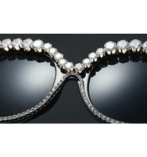 Square Oversized Square High Point Sunglasses Womens Lady Luxury Diamond Party Sun Glasses - Black - CX18CTD9743 $17.46