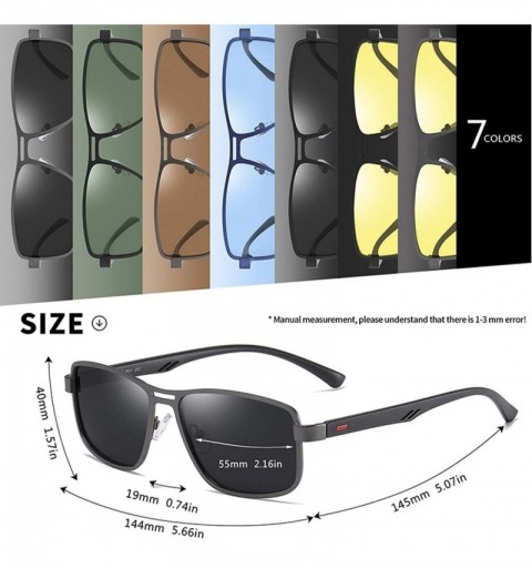Goggle 2020 Fashion Sunglasses Men Polarized Square Metal Frame Male Sun Glasses Driving Fishing Eyewear - C1black Gray - CF1...